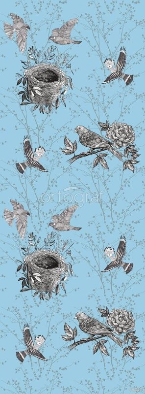 Птичьи гнезда на голубом фоне Art.30237