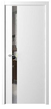 Дверь Геометрия-5 ширина 70 см Эмаль Зеркало грей кромка В цвет полотна