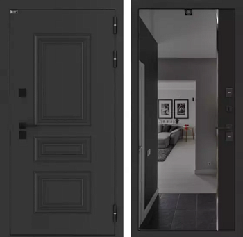 Входная дверь Аляска Лайт с зеркалом Панорама с тонировкой