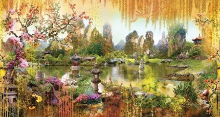 Фреска Фотообои-панно японский сад