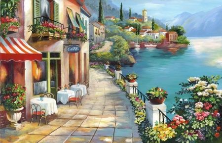 Фреска Живописное кафе на набережной