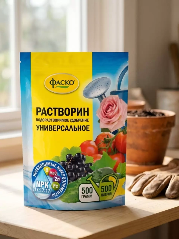 Удобрение фаско растворин для овощей и ягод минеральное 0.5кг