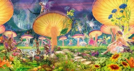 Фреска Панно грибы и феи