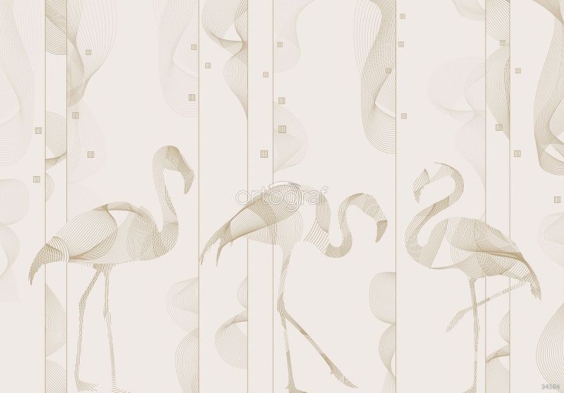 Фреска Линейное фламинго Art.34584