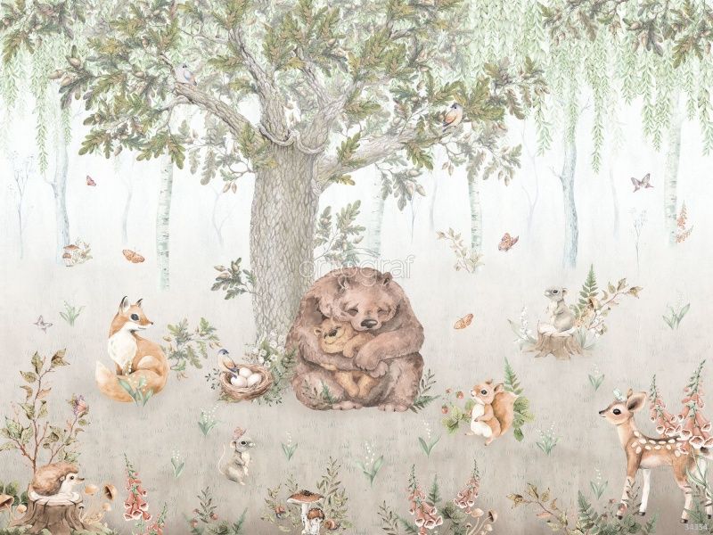 Фреска Медведица и медвежонок Art.34354