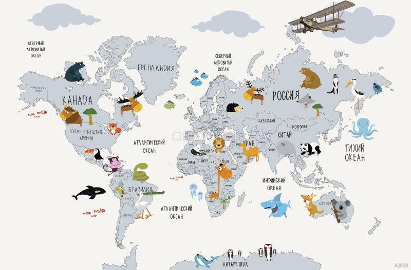 Фреска Обитатели континентов  Art.32910