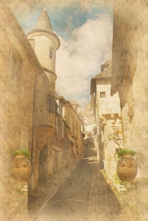 Фреска Состаренная улочка идущая вверх