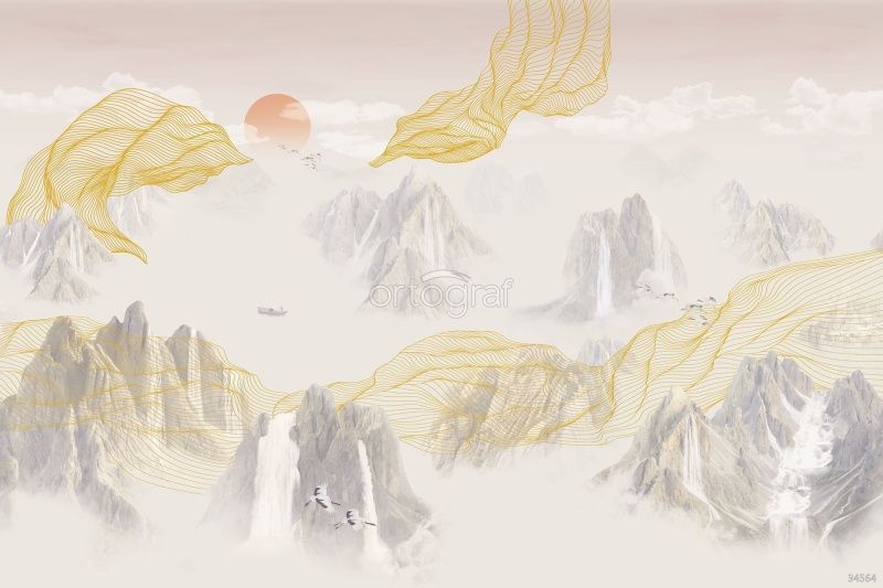 Фреска Линейный пейзаж Art.34564