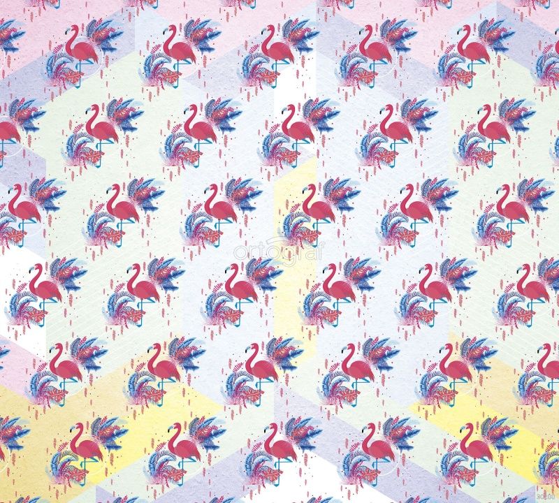 Розовый фламинго на цветном фоне Art.30200