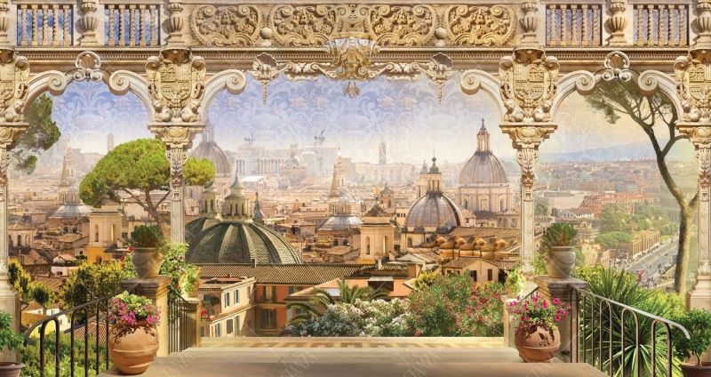 Фреска Вид с лестницы на купола и крыши