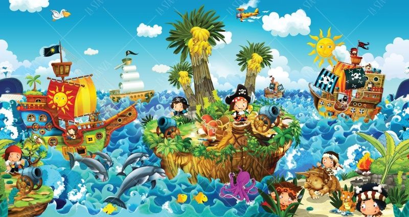 Фреска Мульт пираты на острове сокровищ