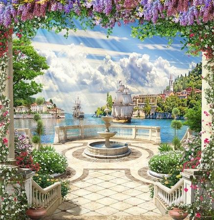 Фреска Выход на набережную с фонтаном