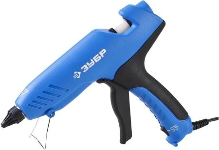 Пистолет ЗУБР клеевой (термоклеящий), эл, эргоном рукоятка, выключатель на рукоятке, рабоч темп 193град, d=12мм, 100Вт