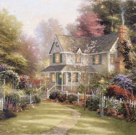 Фреска Живописный белый дом