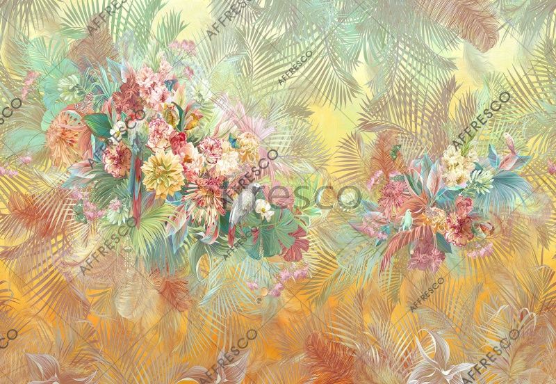 Цветы и попугаи, арт. ID137724