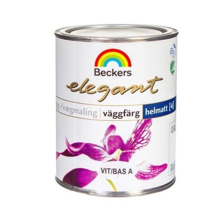 Краска латексная для стен и потолков Beckers Elegant Vaggfarg Helmatt, 0,9 л