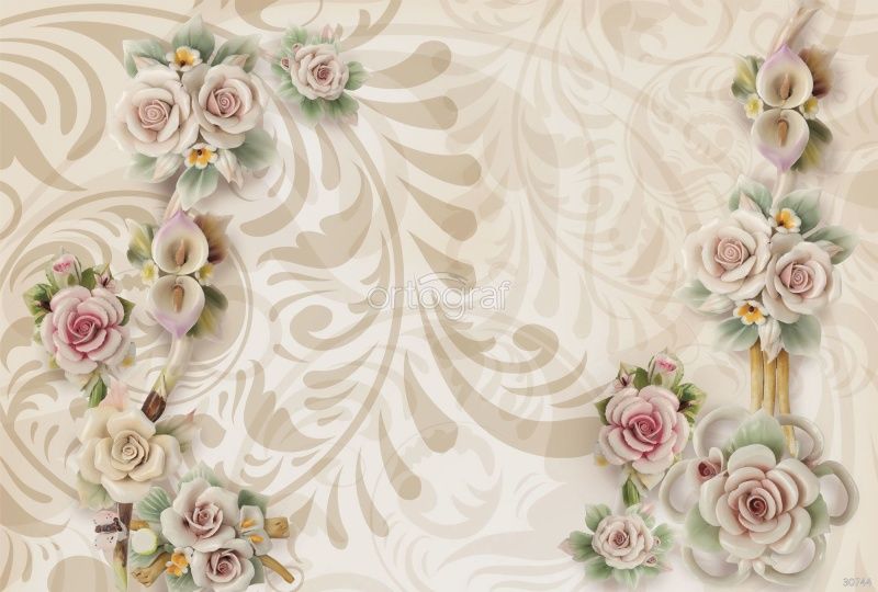 Фреска Керамические цветы Art.30744