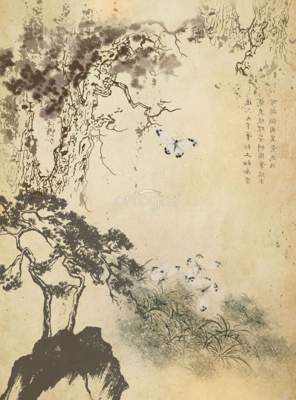 Фреска Пейзаж с аистом Art.30381