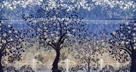 Фреска Панно с цветущими деревьями