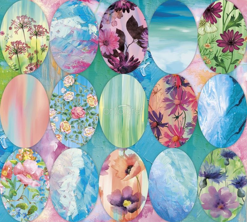 Овальный пэчворк с цветами Art.30408