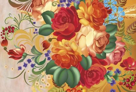 Фреска Жостовские цветы Art.32423