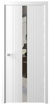 Дверь Геометрия-8 ширина 90 см Эмаль Зеркало грей кромка В цвет полотна