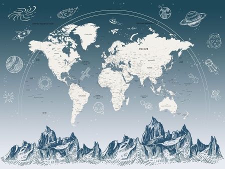 Фреска Сюжеты Карта мира арт. r_110