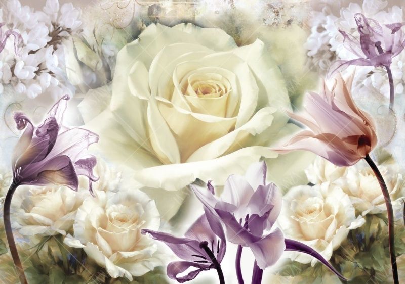 Фреска Панно с большой розой