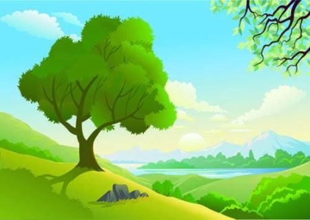 Фреска Одиноко дерево на поляне