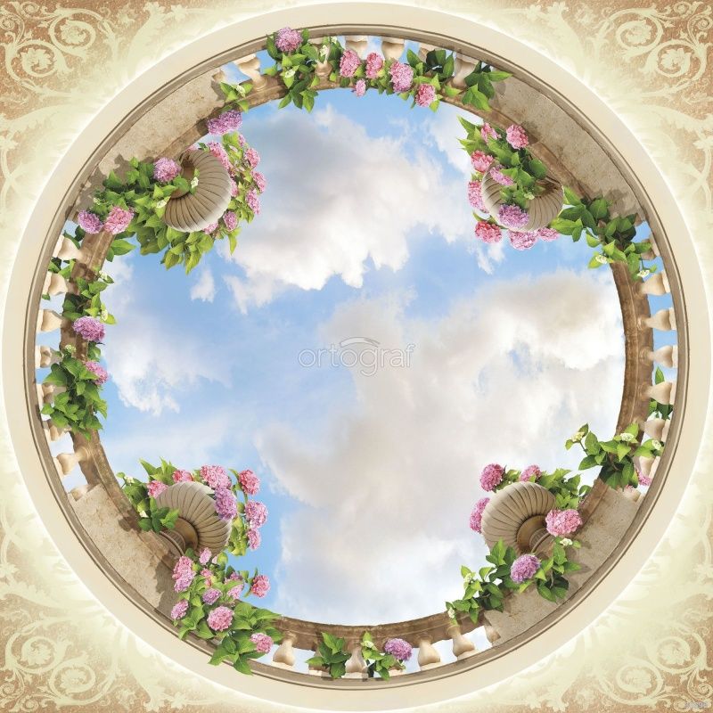 Фреска Круглый свод с вазонами Art.30396