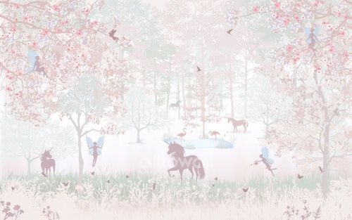 Фреска Сказочный лес единорогов-2