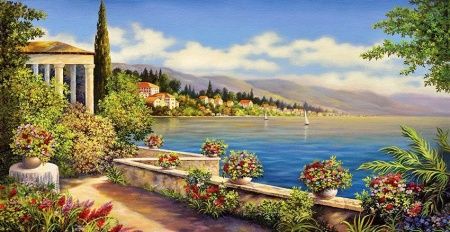 Фреска Живописный вид на озеро