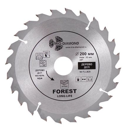 Диск пильный TRIO-DIAMOND серия Forest 200*24T*32/30 mm Диск пильный TRIO-DIAMOND серия Forest 200*24T*32/30 mm