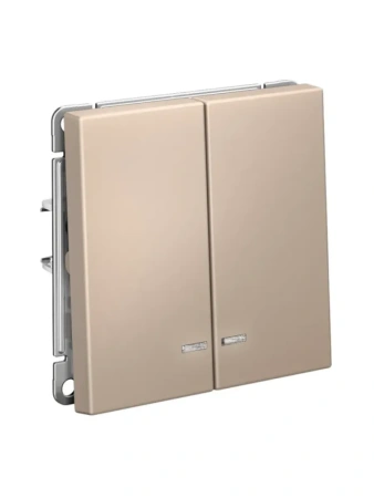 Двухклавишный выключатель с подсветкой (Песочный)