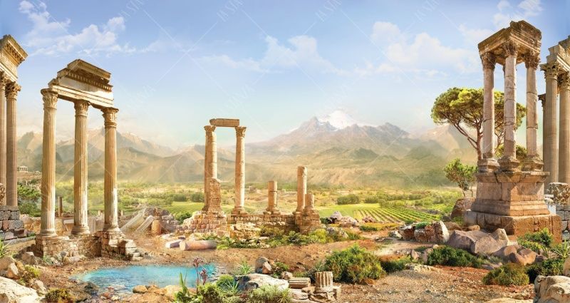 Фреска Панно античные развалины и горы