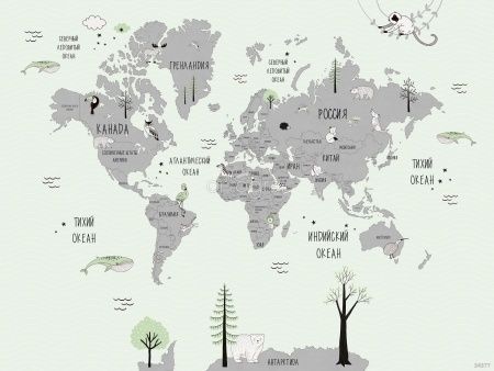 Фреска Карта забавные животные  Art.34377