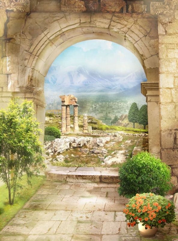 Фреска Античная арка с видом на горы