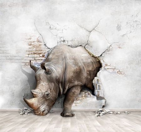 Фреска Носорог из стены