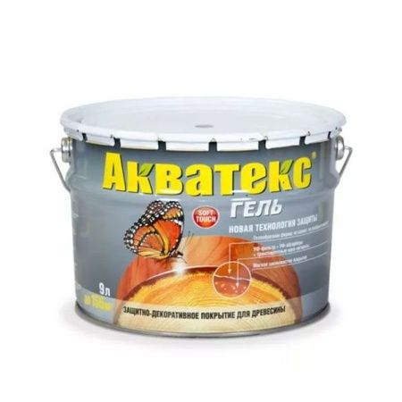 Защитное покрытие древесины АКВАТЕКС Гель (Калужница), 9 л