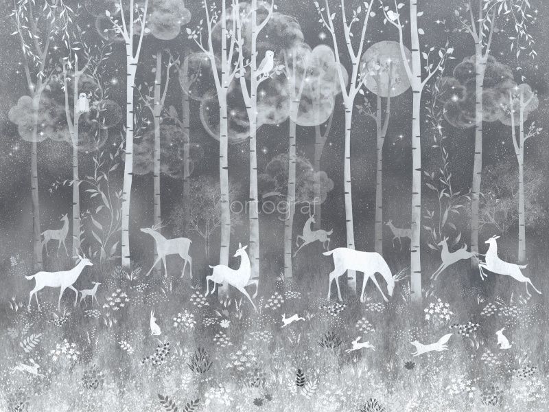 Фреска Олени в лесу  Art.34509