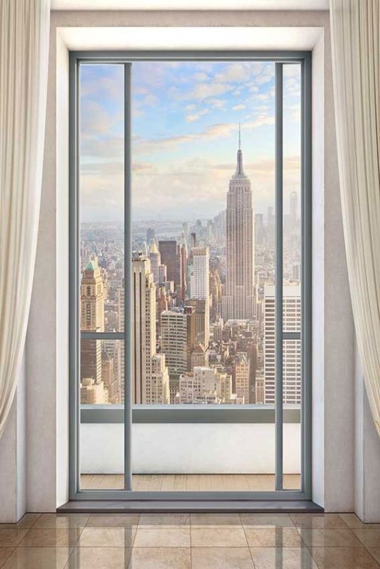 Фреска Небоскреб за стеклянной дверью