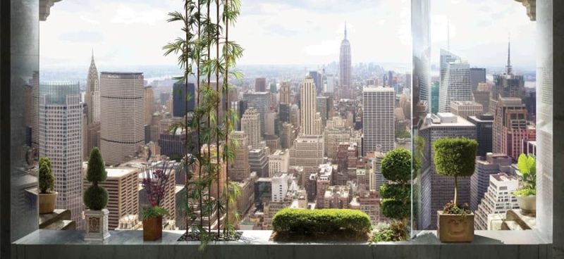 Фреска Окно с видом на небоскребы