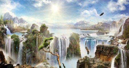 Фреска Живописные водопады