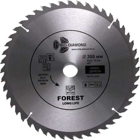 Диск пильный TRIO-DIAMOND серия Forest 300*48T*32/30 mm Диск пильный TRIO-DIAMOND серия Forest 300*48T*32/30 mm