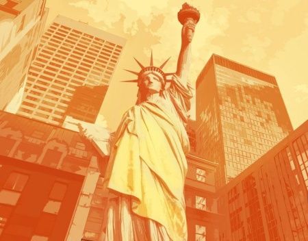 Фреска Статуя свободы в векторе