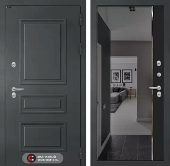 Входная дверь Атлантик с зеркалом Панорама с тонировкой