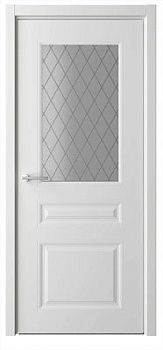 Дверь Стиль-2 ширина 60 см Эмаль Стекло мателюкс "Рубин" кромка В цвет полотна