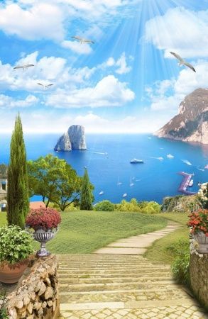 Фреска Яхты в средиземноморской бухте