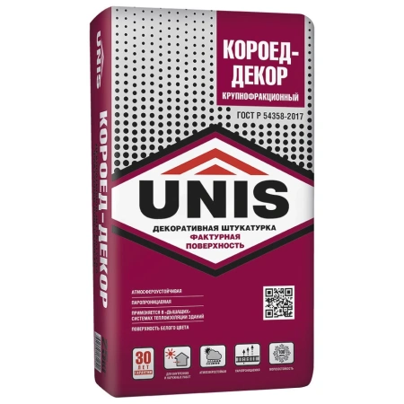 Штукатурка декоративная Unis Короед-Декор 3 мм белая 25 кг