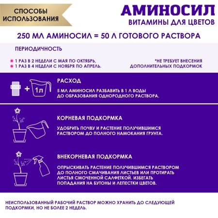 Витамины Аминосил для цветов форме концентрата 5мл